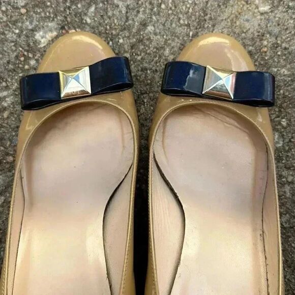 Vintage Kate Spade Beige Black Patent Leather Wedges Women’s Size 8.5 - Picture 4 of 10